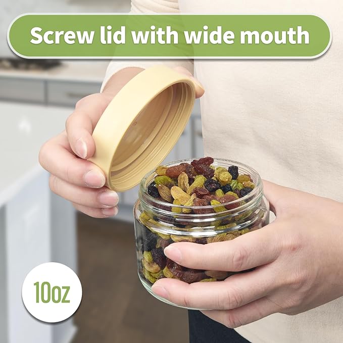 10 oz Glass Jars with Lids Meal Prep Portion Control Containers Pudding Yogurt Overnight Oats Salad Snack Cereal Candy Food Storage Cups Bowls Airtight