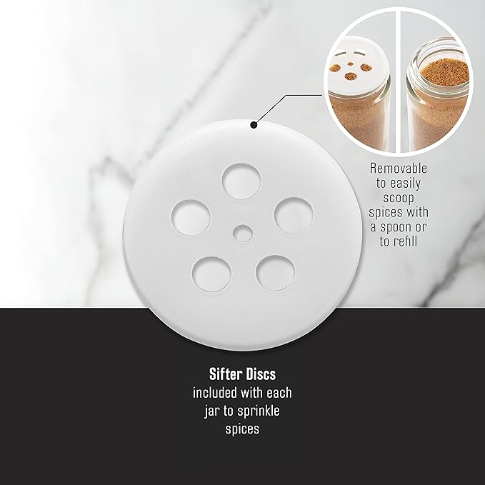 Kamenstein 16 Jar Hourglass Revolving Countertop Spice Rack with Spices Included, FREE Spice Refills for 5 years, Acacia with Stainless Steel Caps,Brown