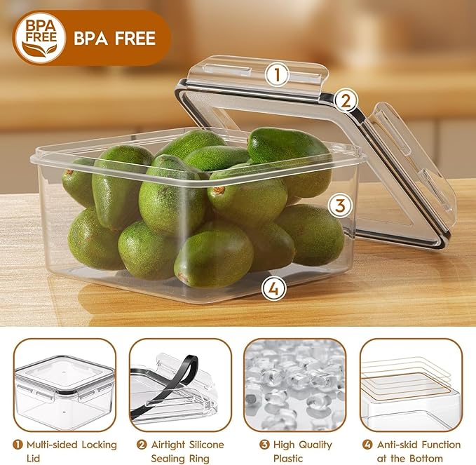 44 Pcs Larger Food Storage Containers with Lids Airtight (22 Containers & 22 Lids), Meal Prep Container for Pantry & Kitchen Organization, BPA-Free, Leak-Proof with Labels & Marker Pen