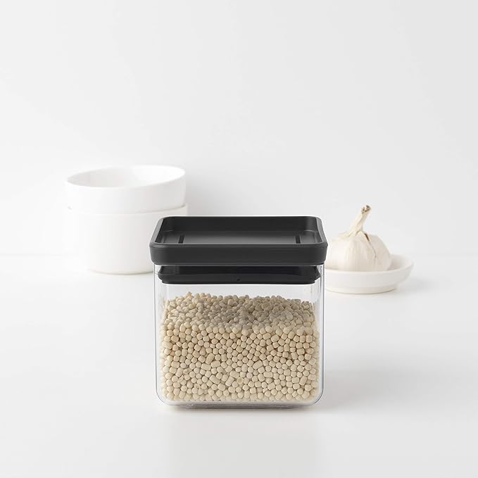 Brabantia Tasty+ Stackable Food Canister (Dark Gray / 0.18 Gal) BPA-Free Space-Saving Durable Jar with Silicone Seal Lid for Freshness