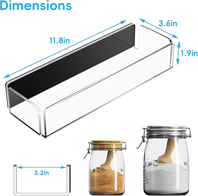 4 Pack Acrylic Spice Racks for Refrigerator and Oven, Magnetic Fridge Organizers and Storage, Clear