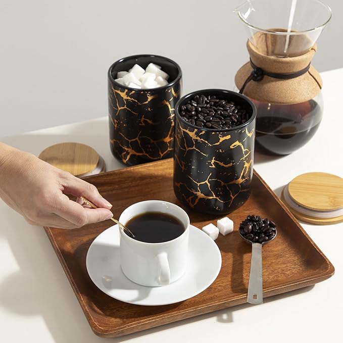 INSPIRASET- Coffee Canister, Ceramic Container with Lid - Perfect Coffee Container and Kitchen Canisters for Countertop - Elegant and Practical Gift