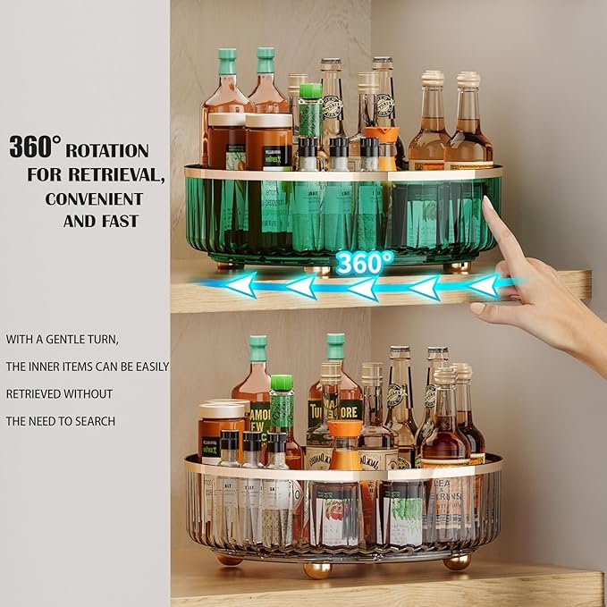 Clear Lazy Susan Pantry Organizers and Storage, 11” Turntable Organizer, Rotating Storage Rack for for Kitchen, Pantry,Cabinet, Dining Table,Fridge,Countertop,Vanity,Food Storage
