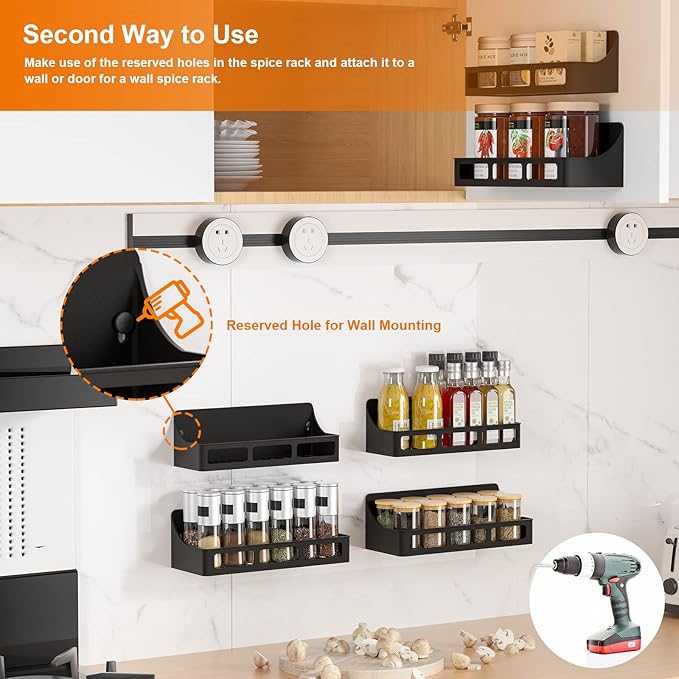 Jewem Magnetic Rack for Dry Erase Board, Magnetic Spice Rack for Refrigerator, 5 Pack Magnetic Shelf for Spice Jars, Spice Organization for Cabinet, Heavy Duty Seasoning Rack for Kitchen Organization