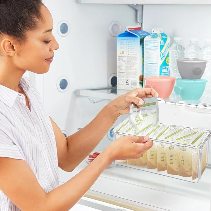 2 Pcs Storage Tower for Breastmilk Storage Bag, Resuable Plastic Milk Storage Containers for Fridge, Clear Refrigerator Organizer and Storage, Freezer Organizer Bins for Kitchen, Bath, Closet
