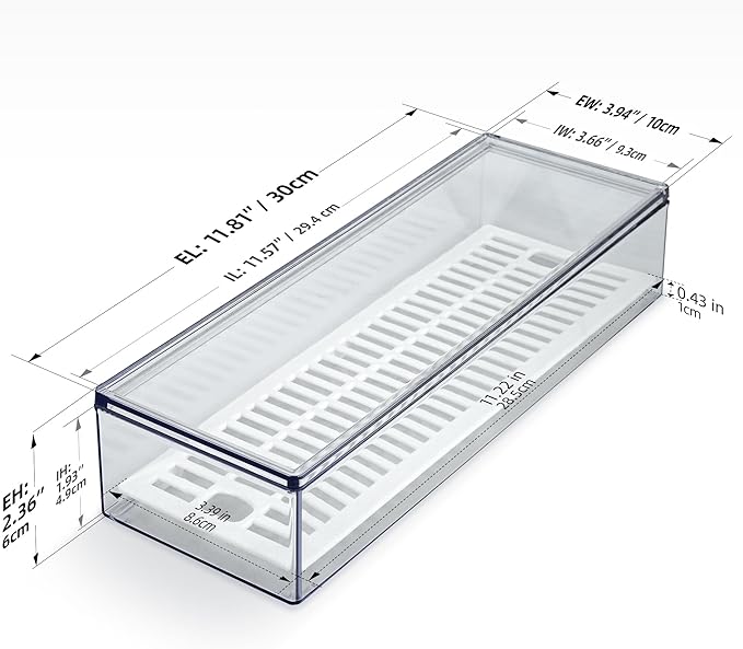 2 Pack Clear Silverware organizer with lid, Plastic Flatware Storage Box, Kitchen Drawer Organizer tray, Cutlery Utensil Holder