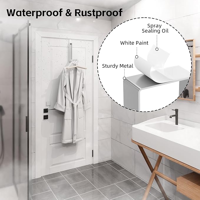 2 Pack Over The Door Hangers for Clothes, Folding Over The Door Drying Rack for Laundry,Over The Door Clothes Hanger,Overdoor Hanger Hook Coat Rack, Drying Rack for Dorm, Portable,White