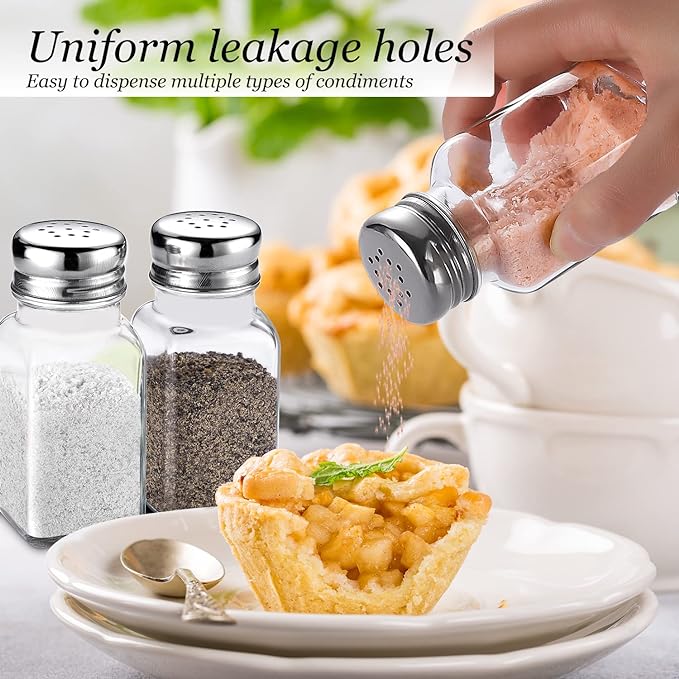Salt and Pepper Shakers Set,DWTS DANWEITESI Salt Shaker with Stainless Lid-Glass Spice Jars Kitchen Gadgets,Clear to Know When to Fill,Farmhouse Salt Pepper Shakers Cute Kitchen Essentials Decoration