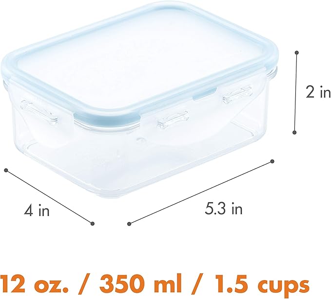 LOCK & LOCK Purely Better Tritan Container/Rectangle Food Storage Bin, 12 Ounce, Clear
