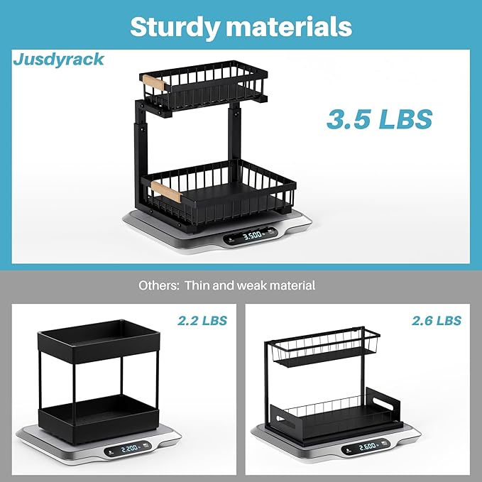 2-Packs 2-Tier Under Sink Organizers – Upgraded 3.0 Version, Sliding Pull-Out Cabinet Storage Shelf, Metal Drawer for Kitchen, Bathroom, Pantry & Closet Organization Rack, Rust-Resistant & Heavy-Duty