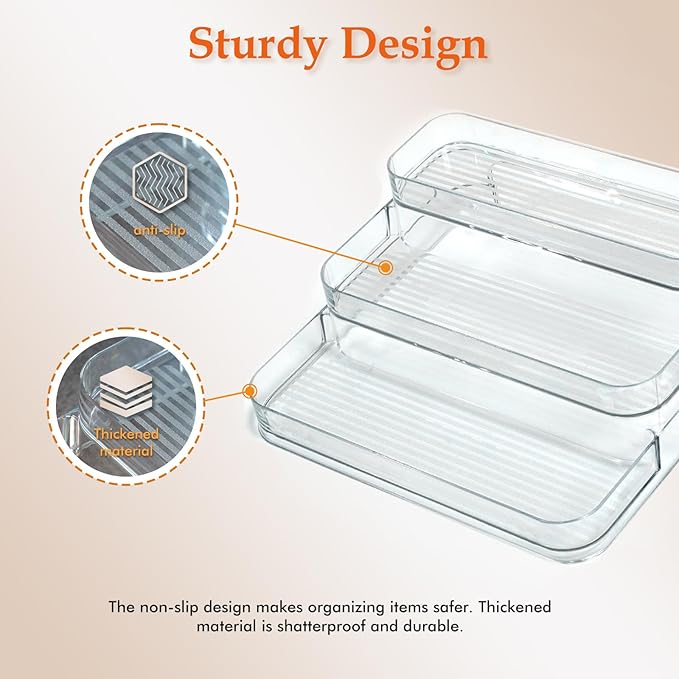 GREATLINK 3-Tier Spice Rack Organizer for Cabinet and Kitchen Countertop, Acrylic Pantry Organizers and Storage for Spice and Seasoning, Ideal for Perfume Organizer & Medicine Cabinet Organizer, 1PCS