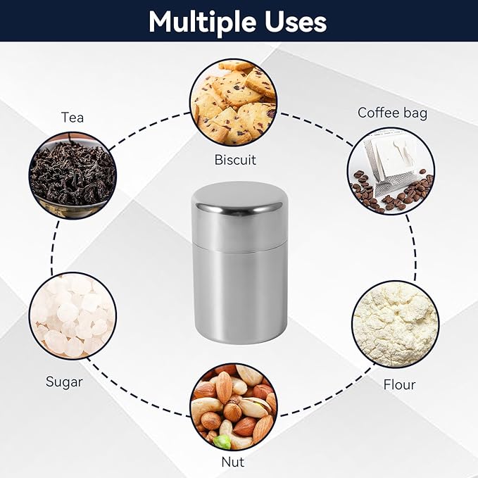 Tea Tins Canister, Stainless Steel Tea Canisters 450ml/15oz Tea Storage With Airtight Double Lids, Metal Canister Kitchen Canisters For Loose Tea, Coffee, Candy, Sugar, Herbs And Spices