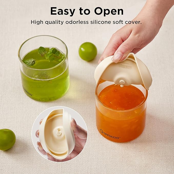 Glass Food Jars - Airtight Dressing Containers with Lids, Perfect for Sauces, Overnight Oats, and Baby Food Storage, Small Glass Jars with Lids, 10oz Pack of 4
