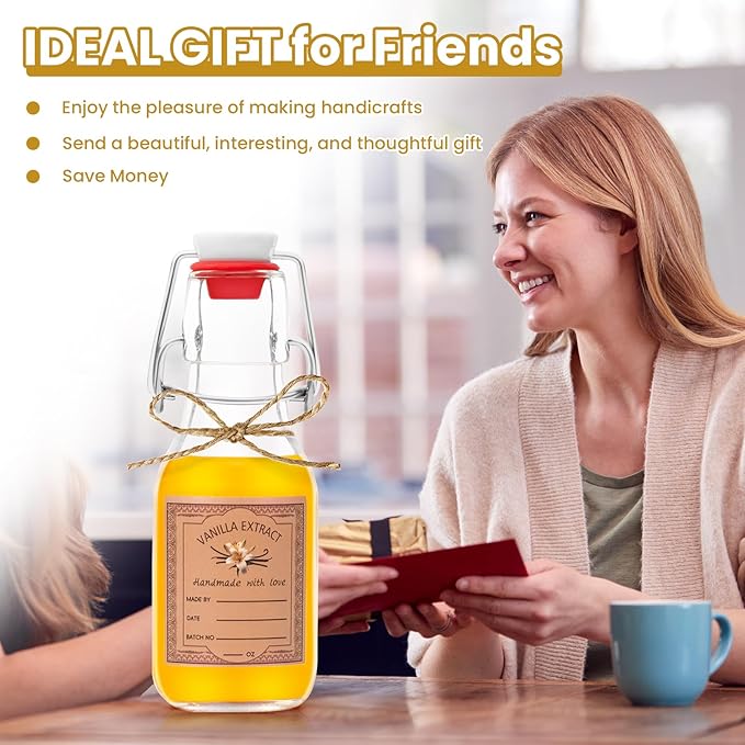 20Pcs 4 oz Swing Top Glass Bottles for Vanilla Extract Homemade, Flip Top Glass Bottles with Airtight Lid for Gift Glass Food Storage Canister for Hot Sauce Beans