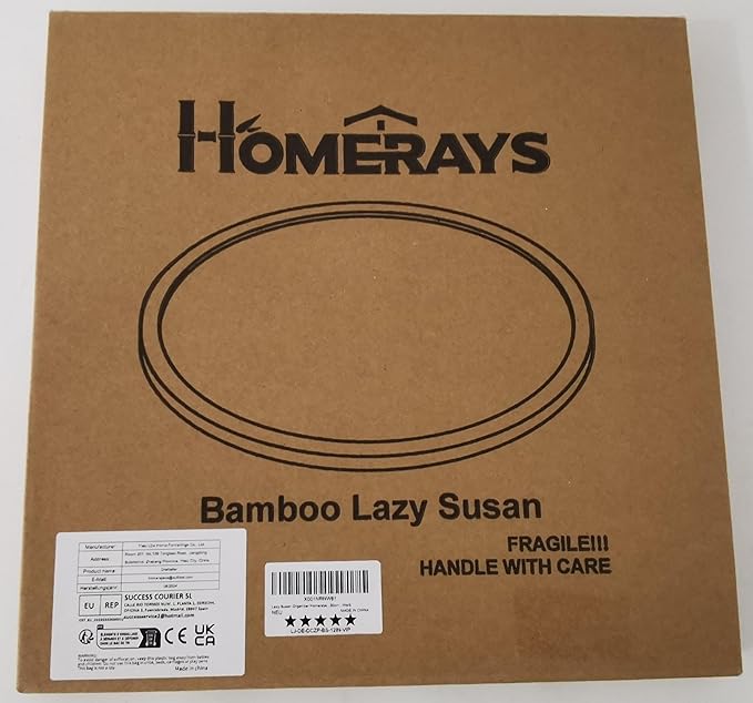 Lazy Susan Organizer Homerays 12 Inch Non-Skid Bamboo Lazy Susan for Kitchen Rotating Spice Rack for Kitchen Cabinet, Wood Turntable for Kitchen Countertop Organizer White