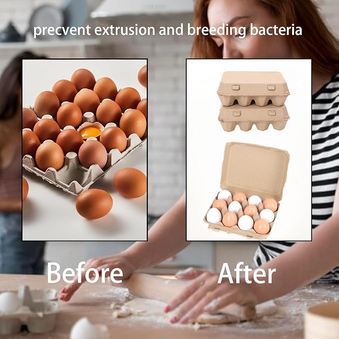 15 Pack Egg Cartons Bulk, 3x4 Style Reusable Empty Natural Paper Pulp Egg Cartons, Sturdy Design Egg Holder Containers for Fresh Chicken Eggs