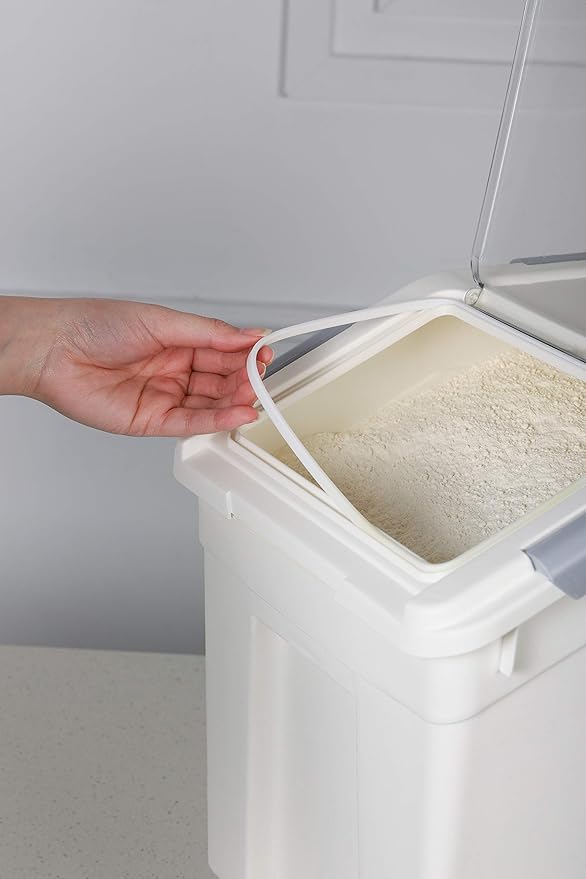 Pack-4 Ingredient Storage Bins (25 L Pack-2) (15 L Pack-2) with Wheels Seal Locking Lid PP