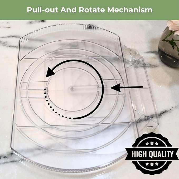 NOSTALGIQ Spin 360 Lazy Susan Turntable Organizer for Refrigerator | Clear Rectangle Lazy Susan | Condiment Organizer for Fridge Organizers and Storage | Cabinet, Kitchen, Pantry, Countertop