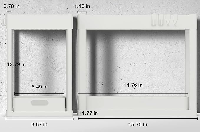 2PC Under Sink Organizer Rack 2 Tier Under Sliding Cabinet Basket Organizer Drawer with 4 Hooks, Multi-purpose Under Sink Storage for Bathroom Kitchen Desktop(White)