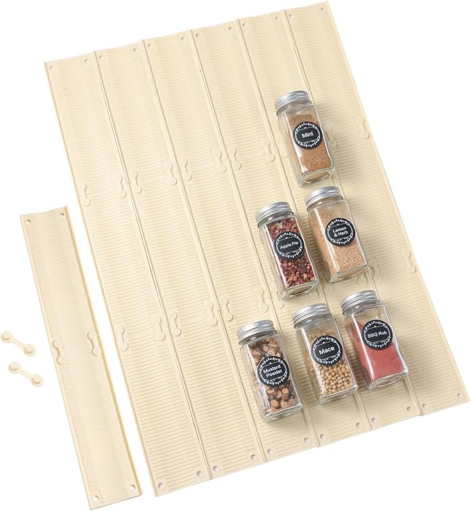 MIUKAA Silicone Spice Liner, 22 Pack Slip-Proof Spice Drawer Organizer, Kitchen Drawer Liner for Spices Bottle,Tableware, Cups Organizer(Single 7.1 x2.3 in) 3mm thick
