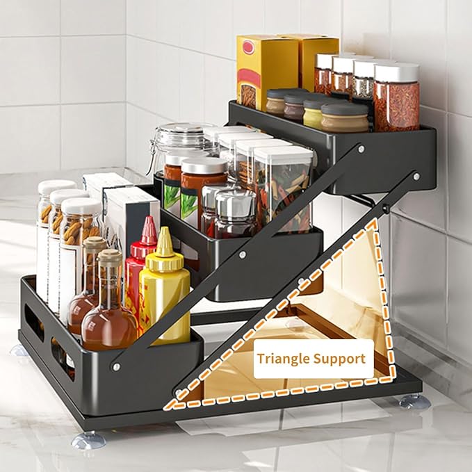 Water Bottle Holder, Adjustable 3 Tier Spice Organizer Shelf for Kitchen, Cabinet, Countertop, Pantry, Space Saving Design, with Protection Railin, Kitchen Organizers and Storage