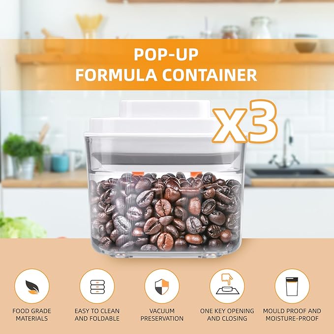 Food Storage Jars with POP-UP Lids- 3 Piece(0.35qt / 11oz),Airtight Food Storage Containers,Storage for Milk Powder Coffee Candy Noodles Nuts for candy