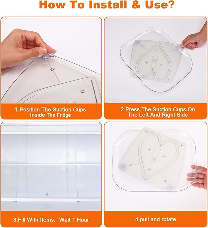 Lazy Susan Rectangle Turntable Organizer for Refrigerator,Rotating Turntable Organizer for Fridge Cabinet, Dining Table,PantryStorage, Countertop13.7 x 10.2 x 1.2 inches,Clear,1 Pack