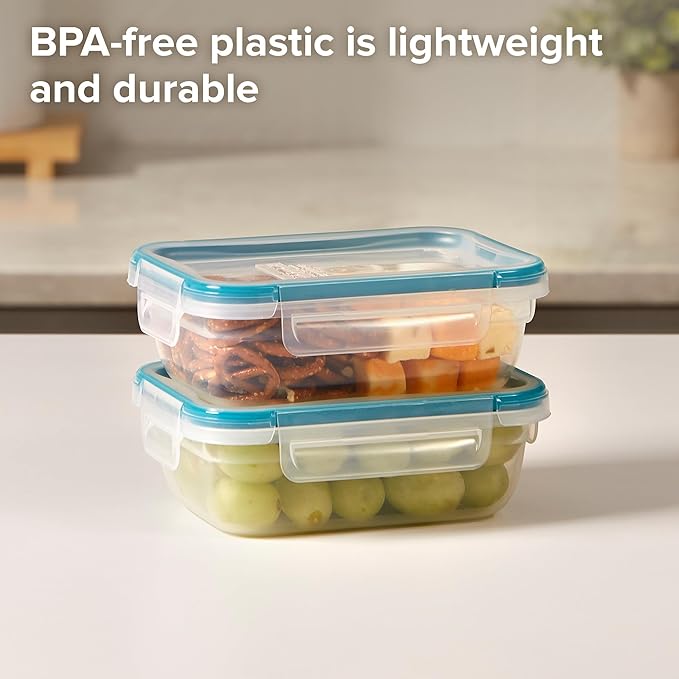 Snapware Total Solution 2-Pack (3-Cup) Plastic Food Storage Containers Set, Leakproof & Airtight Locking Lids Tupperware, Non-Toxic BPA-Free Lids, Microwave Dishwasher Freezer Safe