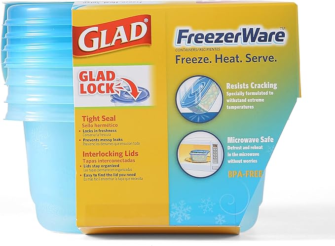 Gladware Freezerware Food Storage Containers | Small Food Storage Containers, Small Containers in Rectangle Shape Hold up to 24 Ounces of Food, 4 Count Set