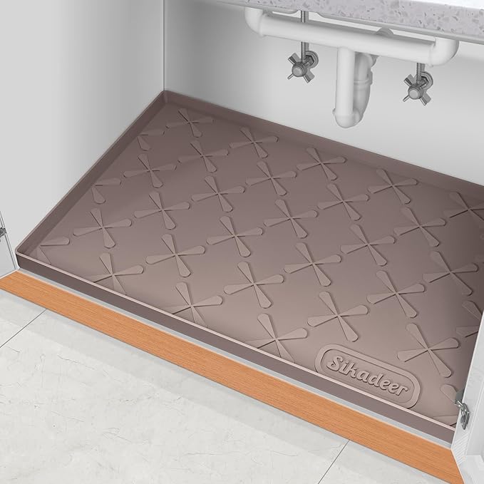 SIKADEER Waterproof Under Sink Mat 31" x 19", Silicone Mat Kitchen Cabinet Liner and Drawer Shelf, Sink Protector for Bathroom Organizers and Storage, Flexible Sink Drip Tray