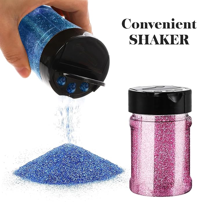 Yesland 20 Pack Plastic Spice Jars Bottles, 5 Oz PET Spice Containers BPA Free with Black Cap, Empty Seasoning Jars Glitter Storage Containers for Storing Spice Herbs Powders Glitter
