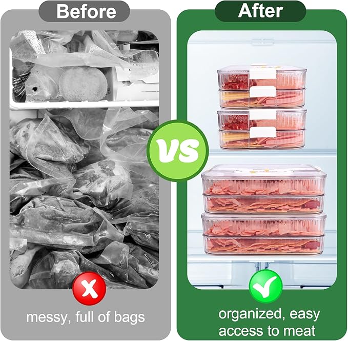 AIERSA Deli Meat Container for Fridge, Lunch Meat Container for Refrigerator, Food Storage Containers with Lids for Cheese, Cold Cuts, Bacon, Ham, Sandwich Meat Keeper, Airtight