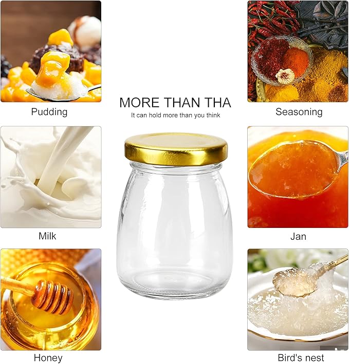 Small Glass Pudding / Yogurt Container With Airtight Lids,7oz Clear, For Milk,Jams,Jelly,Mousse,Fvaors,Spice, Food Storage Jars Sets 40Pack