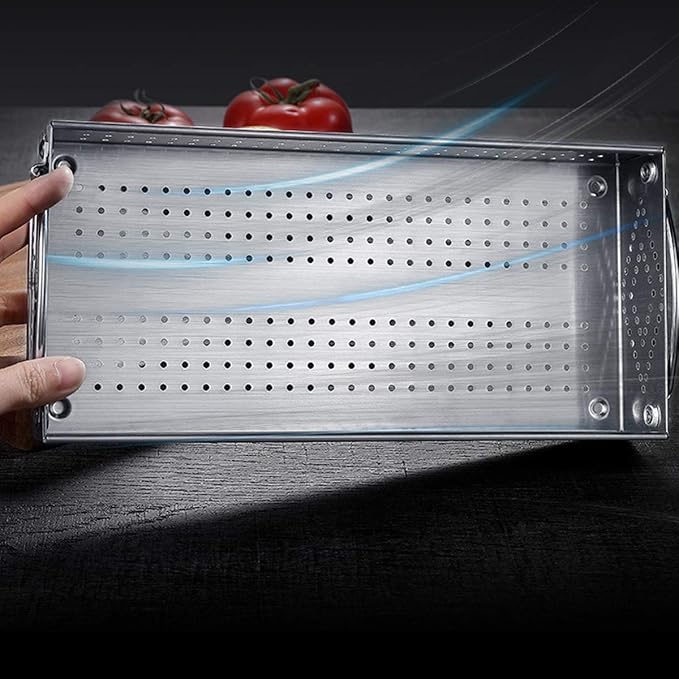 Mesh Cutlery Tray Drawer Organizer - 304 Stainless Steel Kitchen Utensil Drawer Organizer/Silverware Storage Kitchen Utensil Flatware Tray - 11.3x4.1x2.0 Inch