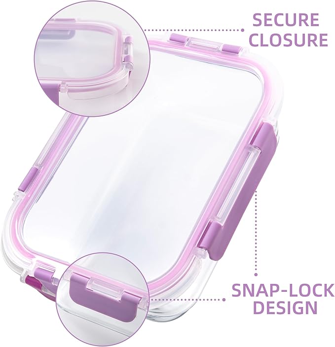 C CREST Airtight Food Storage Glass Containers with Locking Lids- 5 Large (32oz) and 5 Small (12oz), Leak-proof
