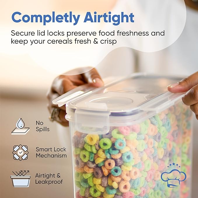 Cereal Containers Storage Set Large (4L,135.2 Oz), Airtight Food Storage Containers for Kitchen & Pantry Organization, Cereal Storage Container Set for Crunchiness, BPA Free Dispenser Keepers (4)