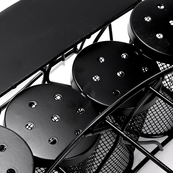 Bekith Silverware Caddy Paper Plate Napkin Holder, Utensil Holder with Handle, Countertop Flatware Caddy Portable Cutlery Storage Organizer for Kitchen, Picnic, Camping, Party, Metal Mesh, Black