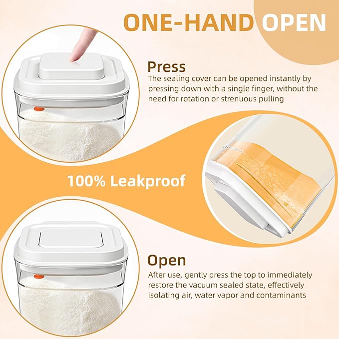Food Storage Jars with POP-UP Lids- 3 Piece(1qt / 32oz),Airtight Food Storage Containers,Storage for Milk Powder Coffee Candy Noodles Nuts for candy