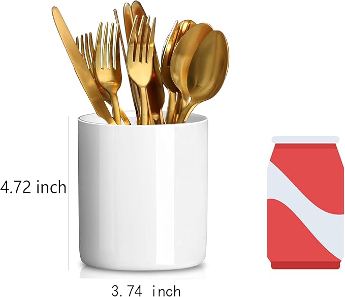 Utensils Holder, Caddy Cutlery Holder Silverware, Utensils Organizer Elegant white Porcelain, Spoon Holder for Party Tableware Holder for Kitchen Table, Cabinet