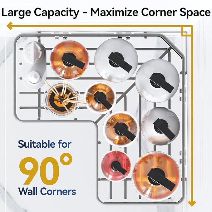 YASONIC Corner Shower Caddy Organizer, 3-Pack Self-Adhesive Rustproof Bath Shelves with Soap Holder & 4 Hooks, Large Capacity Shower Storage Rack for Bathroom Organization, Grey