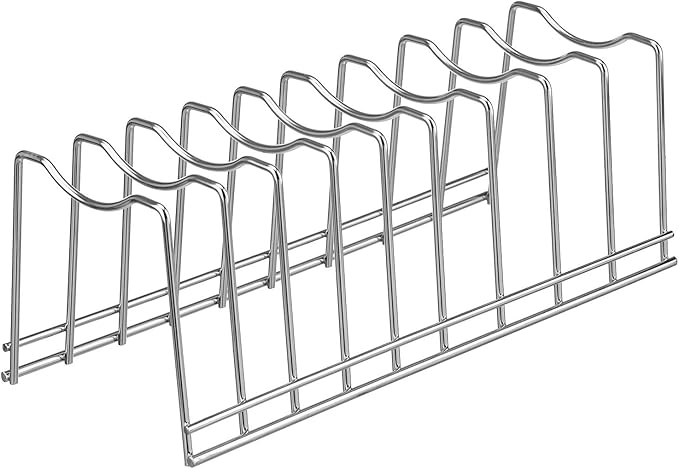 Pot Lid Organizer, Kitchen Plate Rack Holder Rest, Storage Cutting Boards, Bakeware, Pots & Pans, Serving Trays, Reusable Containers in Cabinet Pantry, Stainless Steel