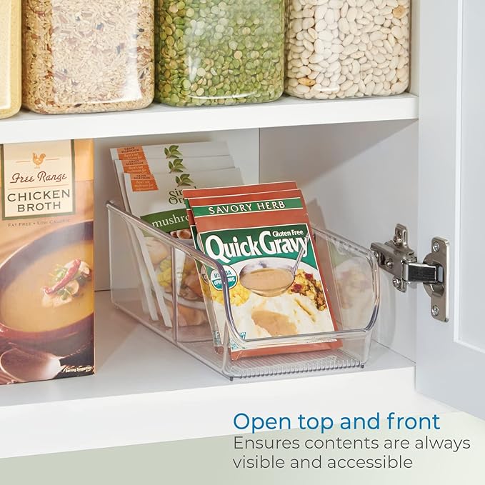 iDesign Linus Spice Packet Organizer Bin for Kitchen Pantry, Cabinet, Countertops - Clear Large