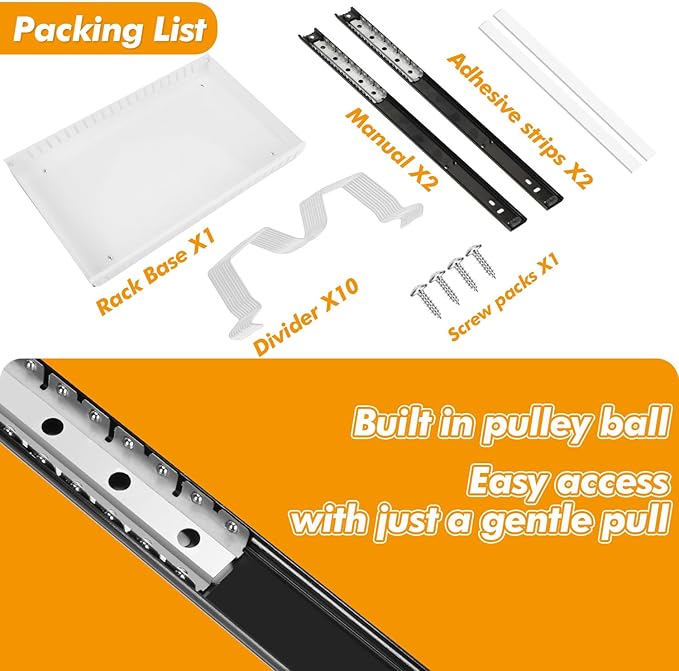 Pull-Out Pots and Pans Organizer Under Cabinet, Pot and Pan Organizers Inside Cabinet for Kitchen Cabinet Storage and Pots Storage Rack Pans Lid Dishes Holder Bakeware Organizer (white)