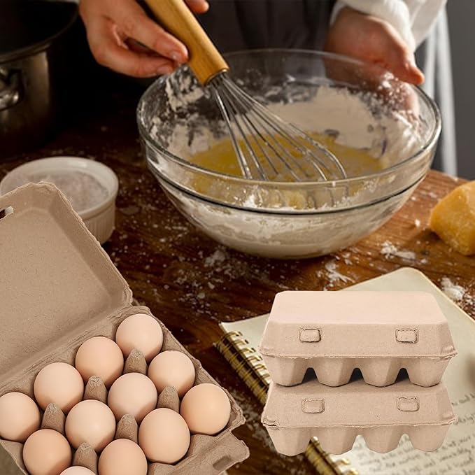 15 Pack Egg Cartons Bulk, 3x4 Style Reusable Empty Natural Paper Pulp Egg Cartons, Sturdy Design Egg Holder Containers for Fresh Chicken Eggs