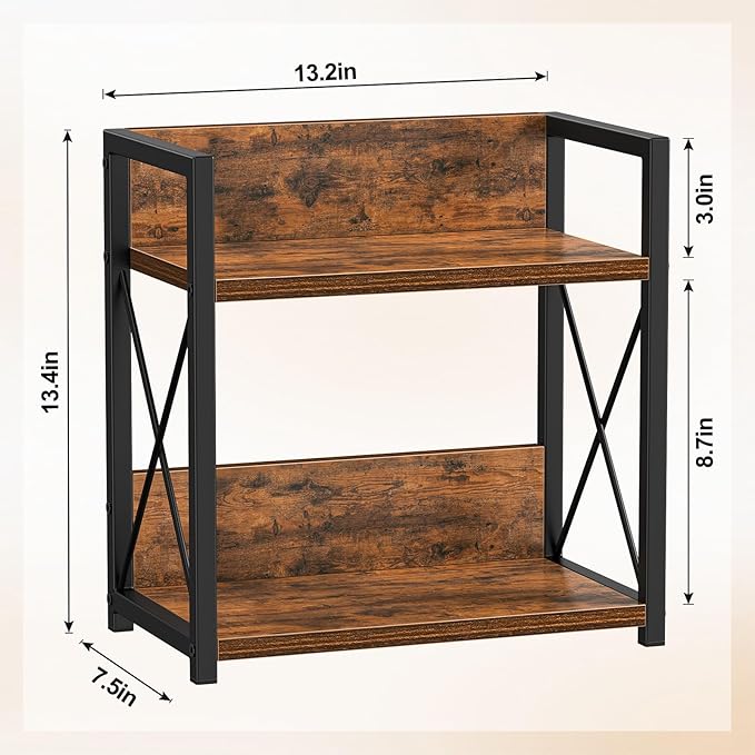 Giikin Kitchen Countertop Organizer, 2 Tier Spice Rack Organizer for Pantry, Kitchen Counter Shelf Wood Coffee Station Organizer (Brown, M)