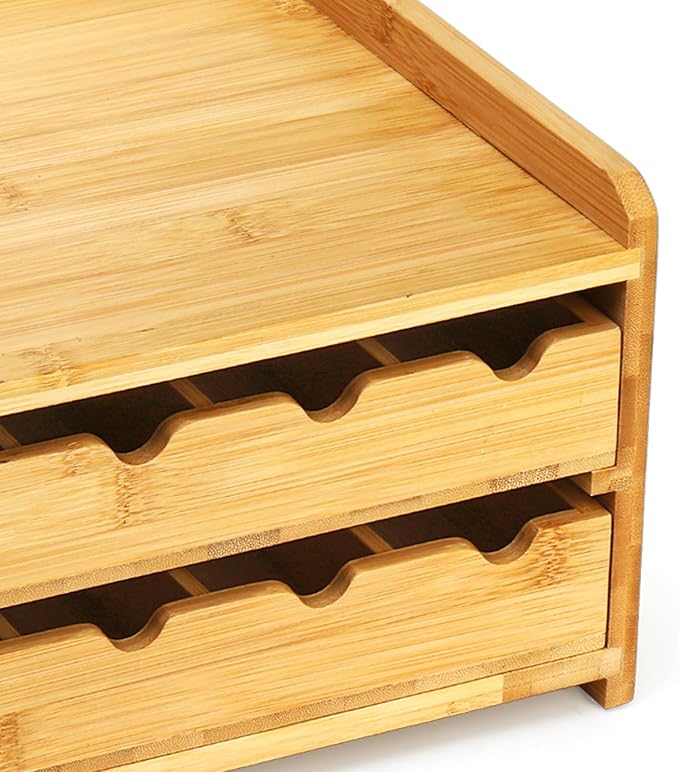 Jucoan Bamboo Spice Rack Organizer, 2-Tier Pull Out Spice Seasoning Shelf Holder 20-Bottles Seasoning Spices Jars Organizer for Kitchen Countertop Cabinet No Assembly Required