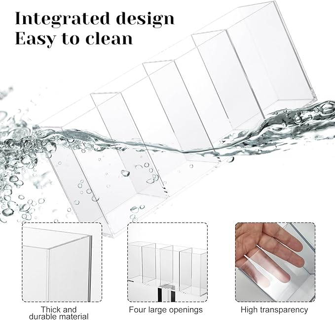 Rainmae Acrylic Cutlery Storage Organizer with 4 Section, Cutlery Utensil Holder Storage Organizer Caddy for Kitchen Countertop Dining Room Home Desk Party Table - Holds Fork, Knife, Spoon, Silverware