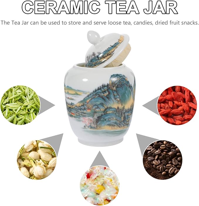 Ginger Jar Kitchen Canisters Vintage Ceramic Food Storage Jar with Airtight Lid Food Storage Jar Porcelain Tea Cadd Y Loose Tea Tin Kichen Storage Container for Coffee Sugar Nuts
