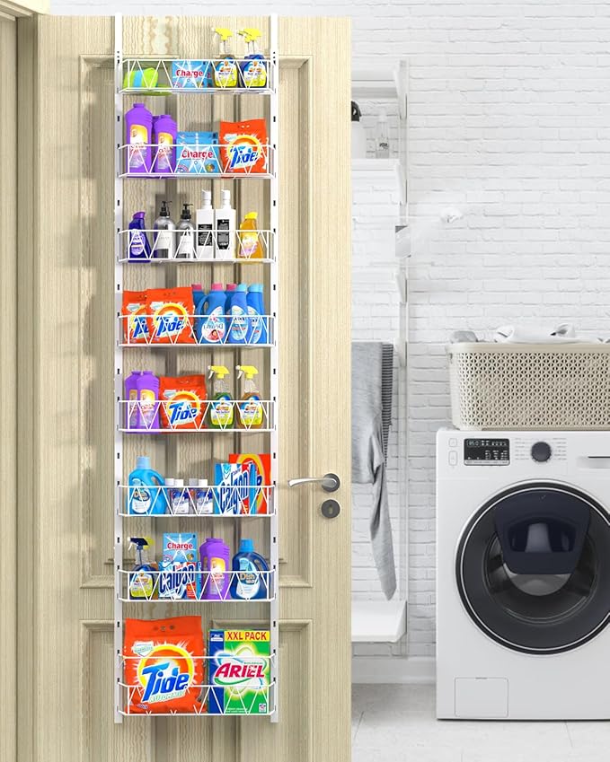 Over The Door Pantry Organizer, Kitchen Organizers and Storage - 8-Tier Pantry Organizers and Storage, Over The Door Organizer for Laundry Bathroom Organization, Spice Racks for Pantry