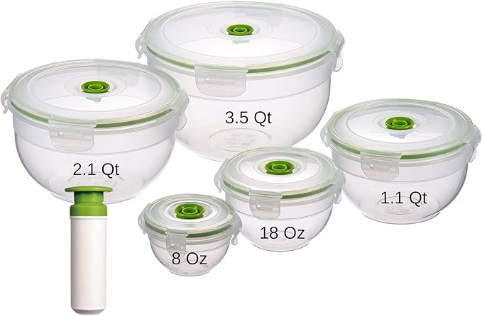 11 piece Vacuum Seal Food Storage Containers with Vacuum Pump, Airtight and Leak Proof, Vacuum Sealed Food Storage Containers, Meal Prep Containers, Keep Food Fresh up to 5 X Longer